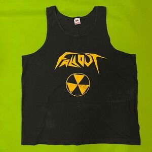 Vintage 80s 90s Fallout Band Run For Shelter Tank Top XL Black USA Made